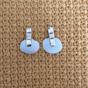 Silver and White Shell Earrings
